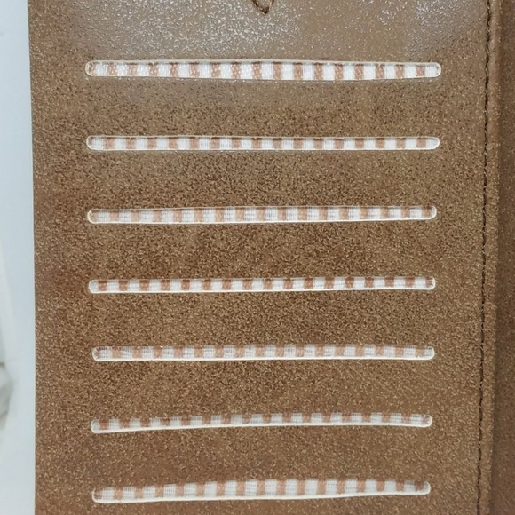 Womens Long Bifold Wallet Leather Clutch Brown NEW - Picture 4 of 4